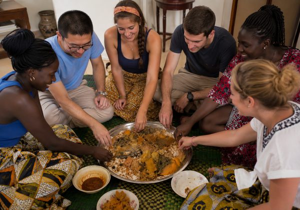 Homestay meal with a Senegalese family